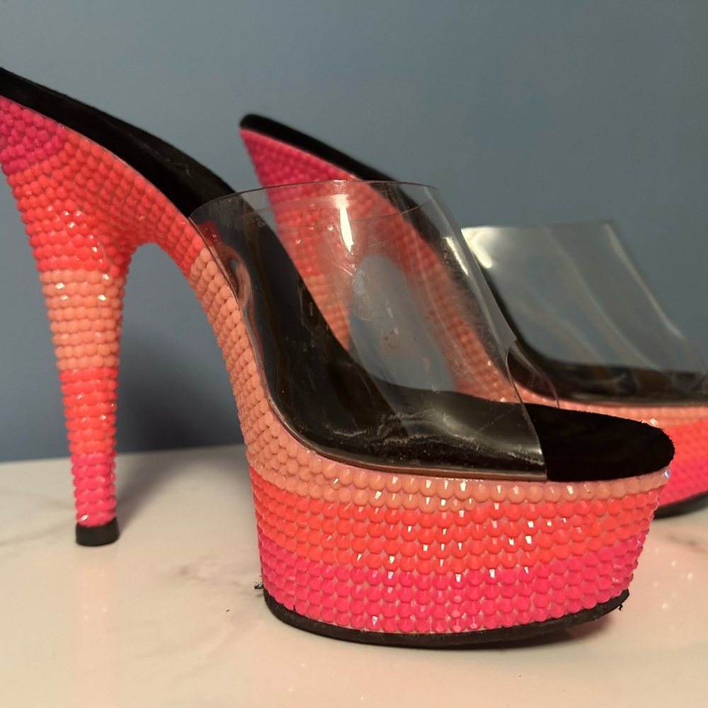 Pleaser DEL601 neon pink UV platform heels